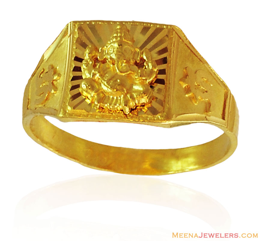 22k Gold Ganesha Mens Ring RiMs16519 US 368 22K gold religious