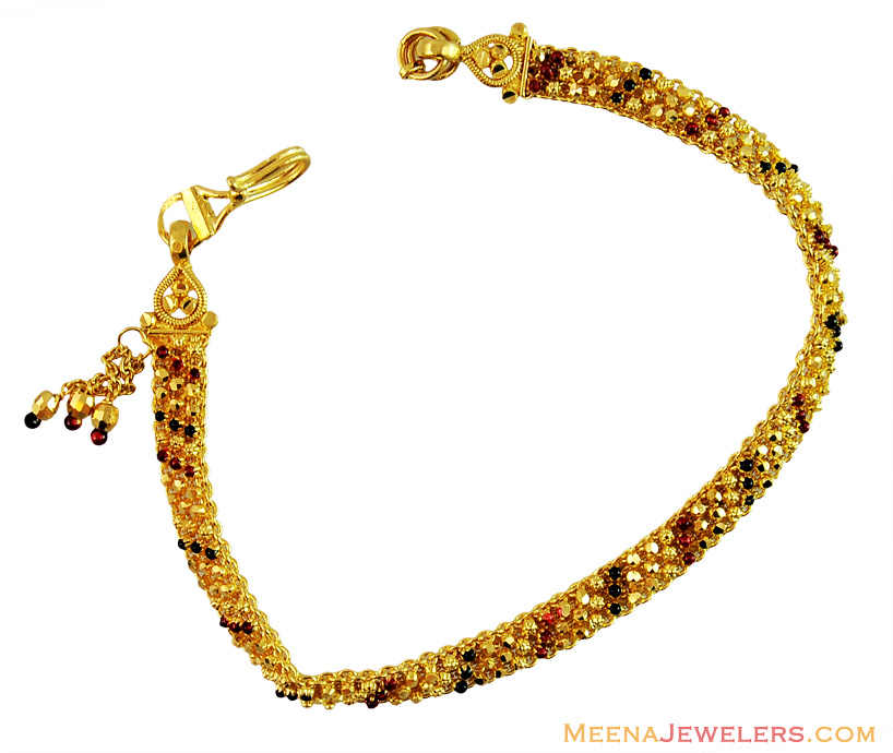 Gold 22k Fancy Bracelet with Meena brla14489 Ladies 22k Gold