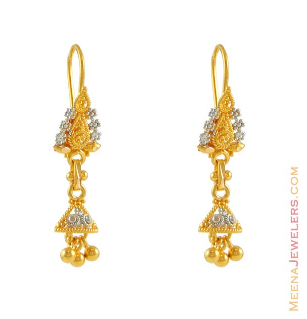 Fancy Earrings on Two Tone Earring 22k Gold 22kt Gold Fancy Earrings