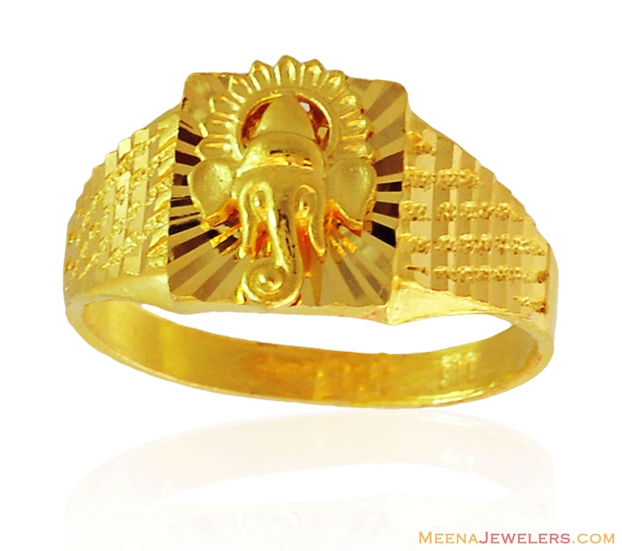 Mens 22K Gold Ganesh Ring RiMs16526 US 355 22K Gold religious