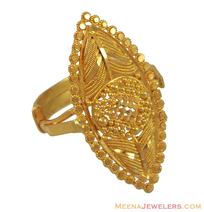 Indian Filigree Gold Ring RiLg9765 Indian Filigree Gold Ring 22 Karat 
