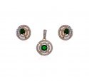 18Kt Diamond Emerald Pendant Set - Click here to buy online - 2,337 only..