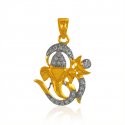 22k Gold Ganesha Pendant with  CZ - Click here to buy online - 448 only..