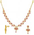 22Kt Gold Ruby and CZ  Set - Click here to buy online - 1,446 only..