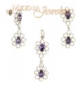 Click here to View - 22k Gold Pendant and Earrings Set with CZ and Purple Tourmalines 