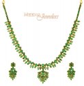 Click here to View - 22Kt Gold Emerald Necklace Set 