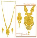22Kt Gold Long Necklace and Earrings Set - Click here to buy online - 1,826 only..