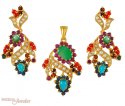 Gold Navaratan Pendant Set - Click here to buy online - 1,054 only..