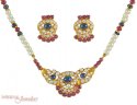 22KT RUBY, SAPPHIRE, PEARL, CZ SET