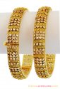 22K Gold Antique Polki Type Bangles (2pcs) - Click here to buy online - 5,895 only..