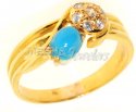 Gold Ring with Turquoise and CZ - Click here to buy online - 215 only..