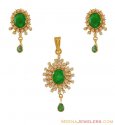 Click here to View - Gold Emerald CZ Pendant Set (22k) 