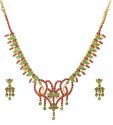 22Kt Emerald, Ruby Necklace Set - Click here to buy online - 2,538 only..