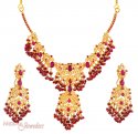 22Kt Set with Ruby and Pearls - Click here to buy online - 3,932 only..