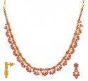 Ruby  Necklace Set (22kt Gold Jewelry) - Click here to buy online - 1,369 only..