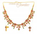 22K Gold Ruby And Emerald Set - Click here to buy online - 5,470 only..