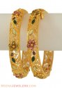 Click here to View - Gold Antique Bangles with Colored Stones 