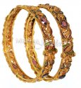 22 Kt Antique Gold Bangles With Meenakari and CZ - Click here to buy online - 1,827 only..