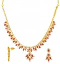 22Kt Gold Ruby and CZ  Set - Click here to buy online - 1,626 only..