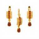 22KT Gold Ruby Pearls Pendant Sets  - Click here to buy online - 896 only..