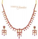 Ruby Necklace and Earrings Set - Click here to buy online - 1,508 only..