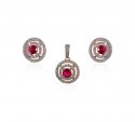 18K Gold Diamond Ruby Pendant Set - Click here to buy online - 2,299 only..