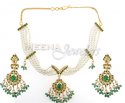 22 Kt Gold Emerald And Pearl Set - Click here to buy online - 1,870 only..