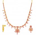 22K Ruby Necklace Set - Click here to buy online - 1,407 only..