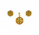 22kt Gold Emerald Pendant Set - Click here to buy online - 1,093 only..