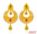 22KT Gold Chandbali Earrings - Click here to buy online - 3,163 only..