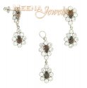 22k Gold Pendant and Earrings Set with CZ and Brown Tourmaline - Click here to buy online - 397 only..