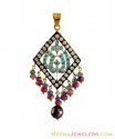 Gold Allah Pendant with Precious Stones - Click here to buy online - 885 only..