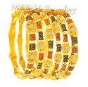 22 Kt Gold Three Tone Hand Made Bangles Set of Six - Click here to buy online - 3,719 only..
