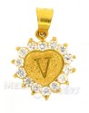 22Kt  Gold Pendant with Initial(V) - Click here to buy online - 110 only..