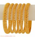 22Kt Gold hand made Bangles set of six with Diamond Cuts
