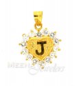 22Kt  Gold Pendant with Initial(J) - Click here to buy online - 110 only..