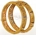 Click here to View - 22Kt Antique Gold Bangles With Peridot and Meenakari, 2 pcs 