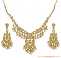 22K Gold Necklace Set with Pearls - Click here to buy online - 3,410 only..