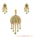 Gold Emerald CZ Pendant Set - Click here to buy online - 2,024 only..