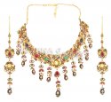 22 Kt Antique Indian Gold Necklace Set - Click here to buy online - 4,727 only..
