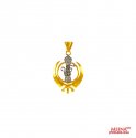 22 kt gold Khanda pendant with CZ - Click here to buy online - 394 only..