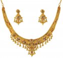 Click here to View - 22k Three tone Necklace set 