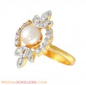 Click here to View - 22Kt Gold Pearl, CZ Ring 