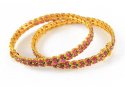 Click here to View - Gold Bangles with Ruby and Emerald 