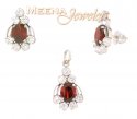 22k Gold Pendant and Earrings Set with CZ and Garnet - Click here to buy online - 418 only..