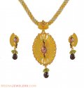 22K Indian Designer Pendant Set - Click here to buy online - 1,365 only..
