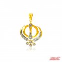 Gold Khanda Pendant with CZ - Click here to buy online - 997 only..