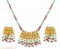 22K Gold Ruby, Emerald Necklace Set - Click here to buy online - 4,775 only..