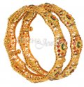 22 Kt Gold Bangles With Citrine, Peridot and Meenakari, 2 Pcs - Click here to buy online - 2,309 only..