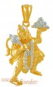 Gold Hanuman Pendant with CZ (Signity) - Click here to buy online - 436 only..